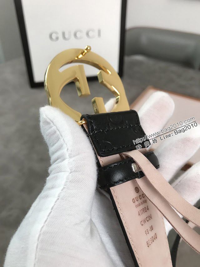 Gucci經典皮帶 古奇雙G拋光腰帶 411924  jjp2065